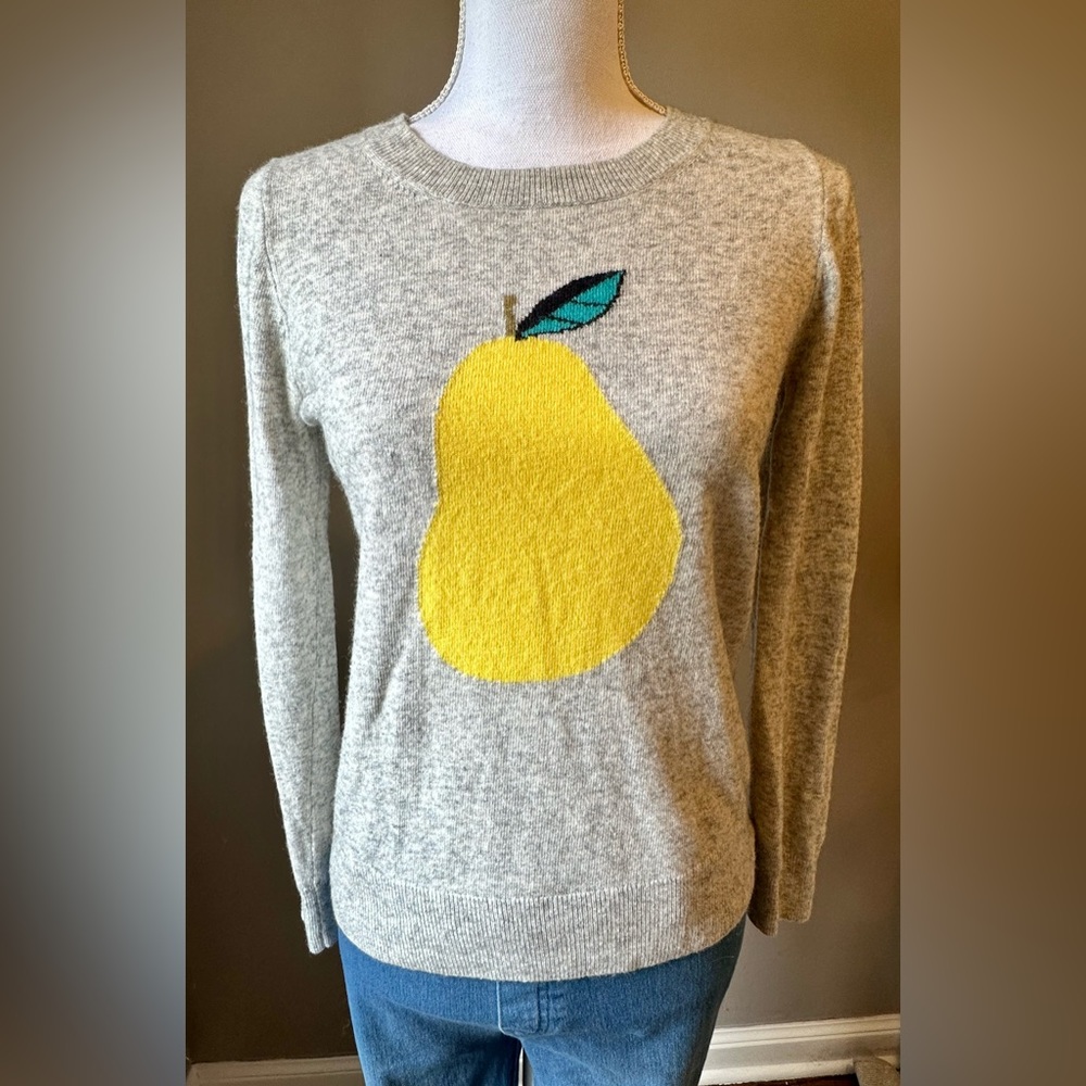 J Crew - Gray Pear Graphic Sweater, S